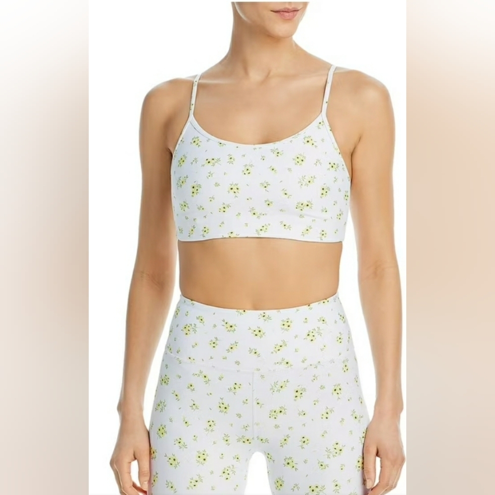 Nwt AQUA Athletic Womens White Lined Elastic Low Impact Bralette Active Crop Top